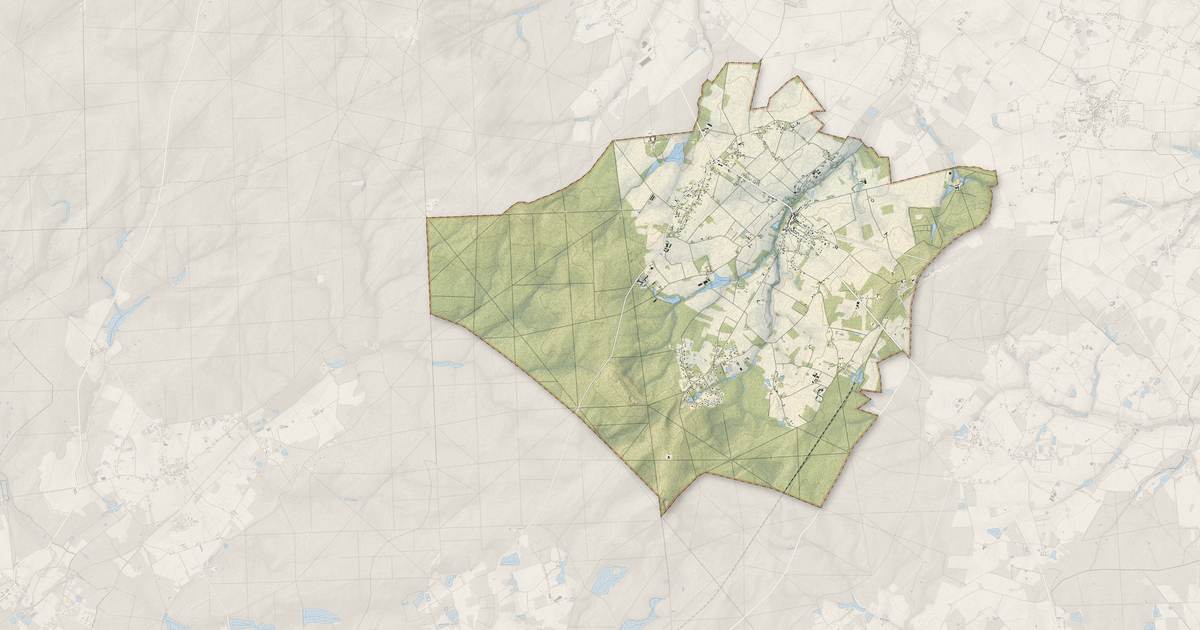 Portrait cartographique de Nibelle : relief, eau, forêts, bâti et voies, calculés à partir des données de l'IGN
