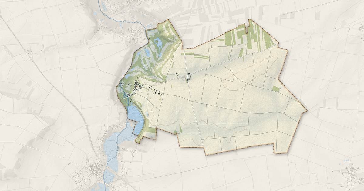 Portrait cartographique de Orville : relief, eau, forêts, bâti et voies, calculés à partir des données de l'IGN