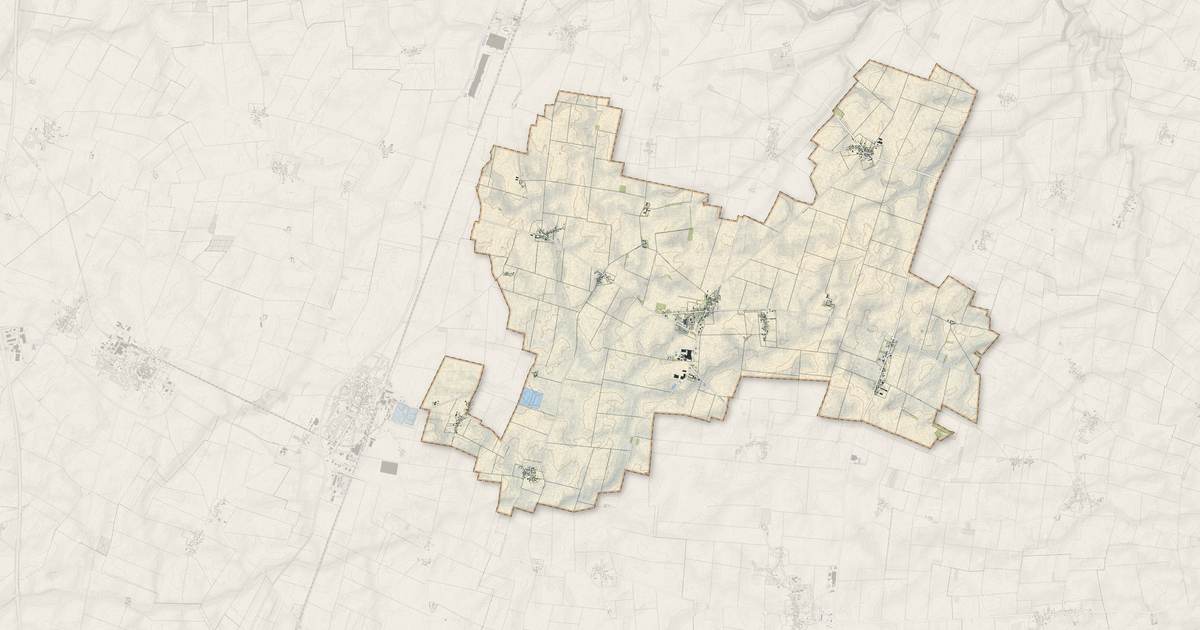 Portrait cartographique de Outarville : relief, eau, forêts, bâti et voies, calculés à partir des données de l'IGN