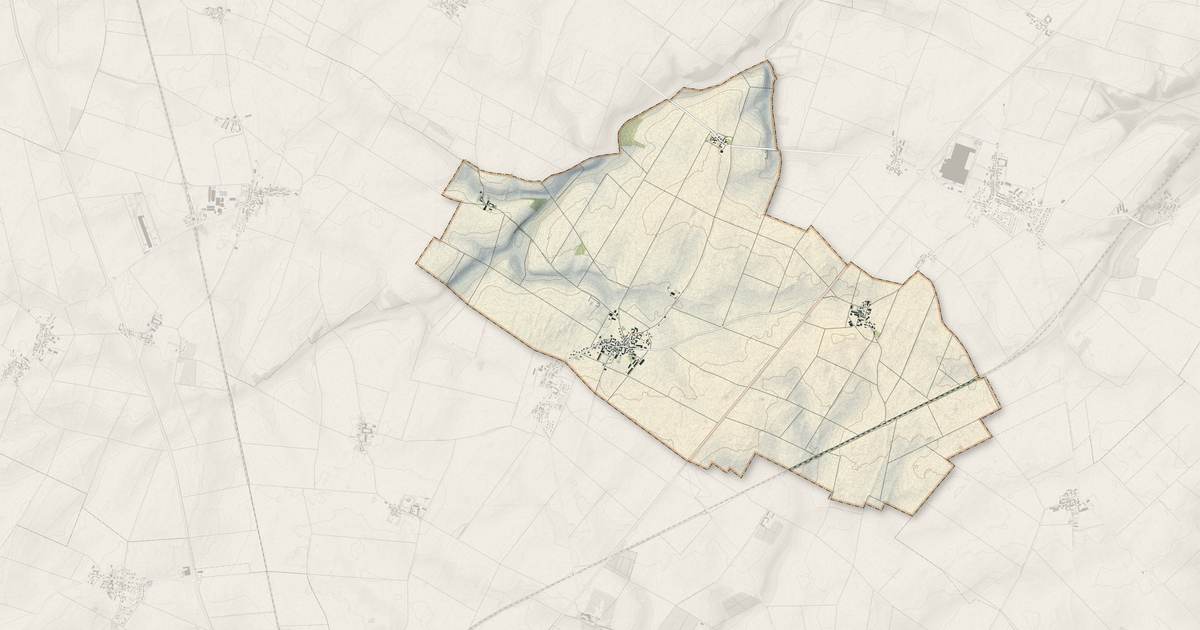 Portrait cartographique de Ramoulu : relief, eau, forêts, bâti et voies, calculés à partir des données de l'IGN