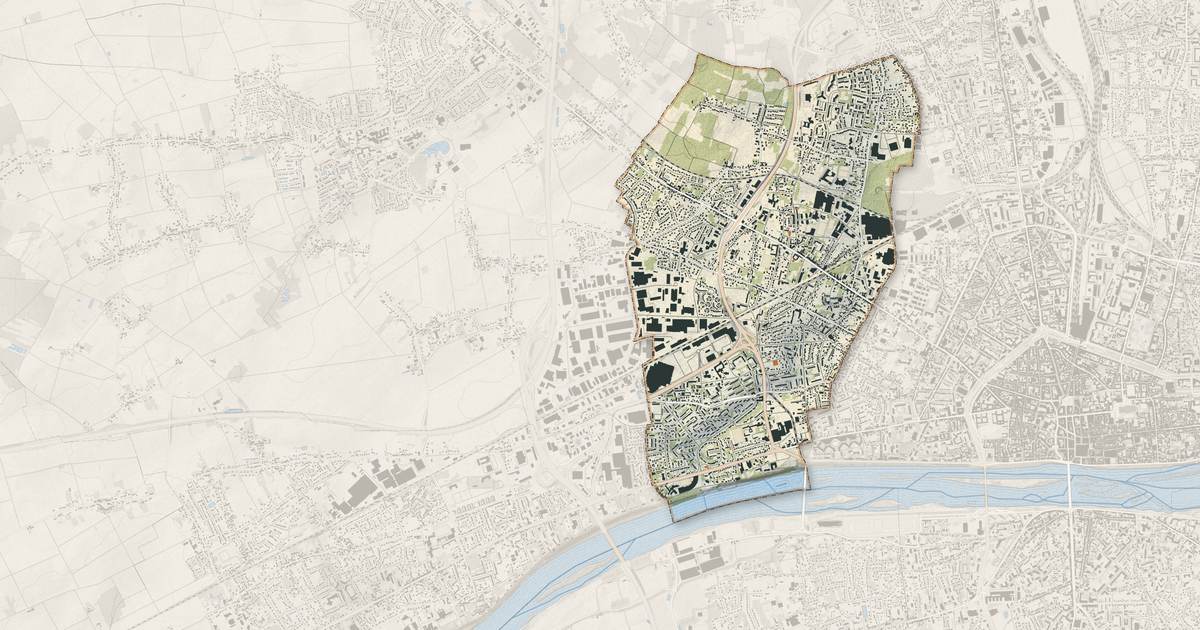 Portrait cartographique de Saint-Jean-de-la-Ruelle : relief, eau, forêts, bâti et voies, calculés à partir des données de l'IGN