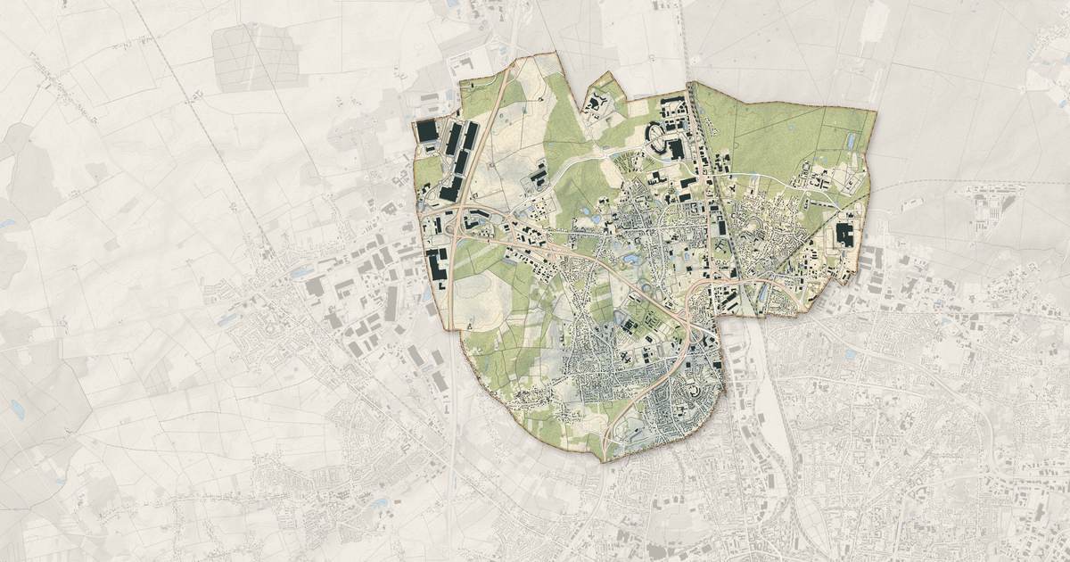 Portrait cartographique de Saran : relief, eau, forêts, bâti et voies, calculés à partir des données de l'IGN