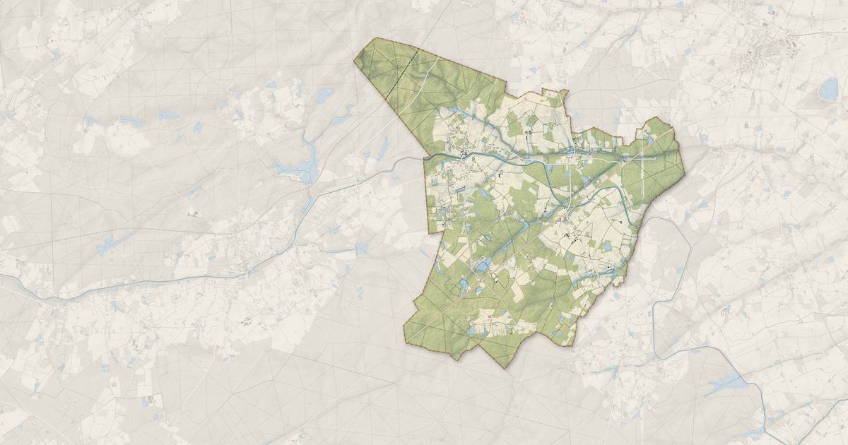 Portrait cartographique de Sury-aux-Bois : relief, eau, forêts, bâti et voies, calculés à partir des données de l'IGN