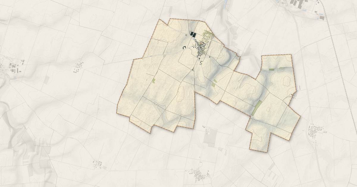 Portrait cartographique de Thignonville : relief, eau, forêts, bâti et voies, calculés à partir des données de l'IGN
