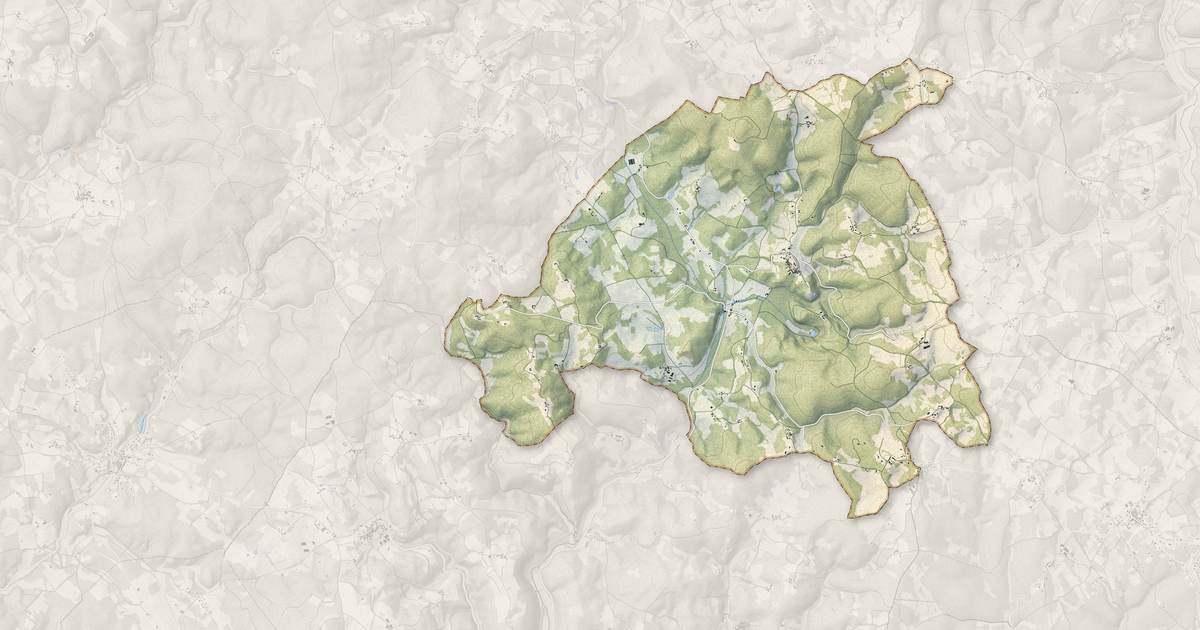 Portrait cartographique de Les Arques : relief, eau, forêts, bâti et voies, calculés à partir des données de l'IGN