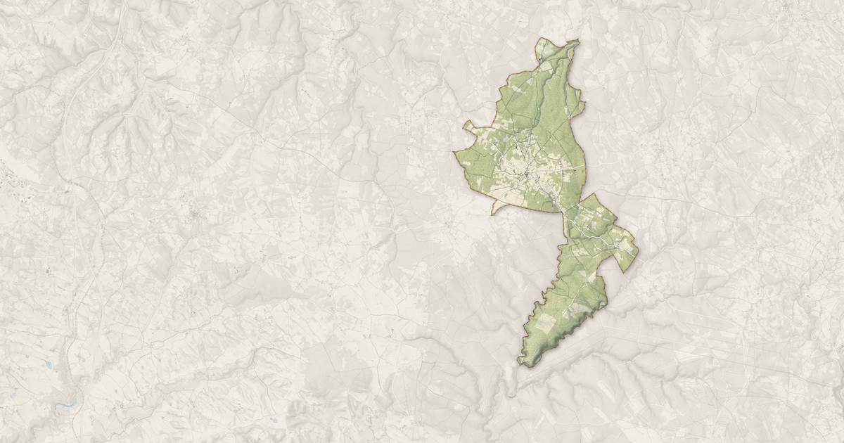 Portrait cartographique de Bach : relief, eau, forêts, bâti et voies, calculés à partir des données de l'IGN