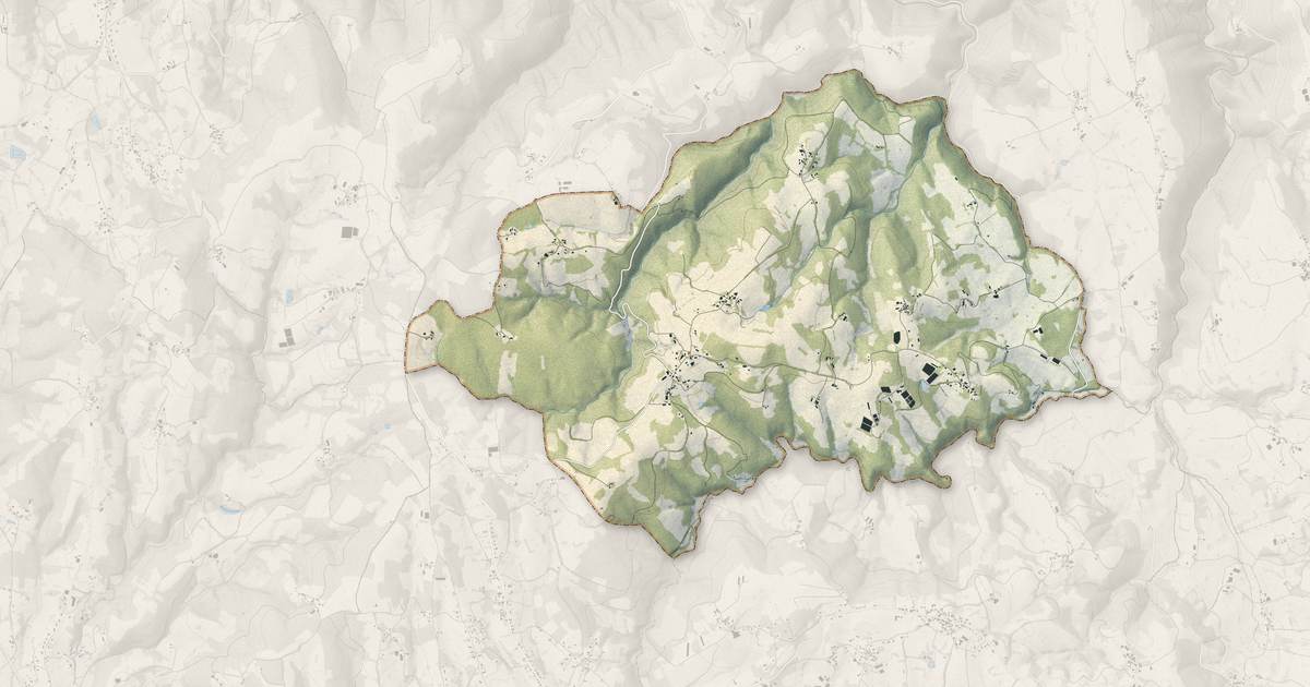 Portrait cartographique de Bannes : relief, eau, forêts, bâti et voies, calculés à partir des données de l'IGN