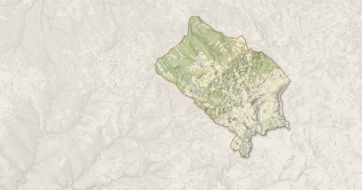Portrait cartographique de Beauregard : relief, eau, forêts, bâti et voies, calculés à partir des données de l'IGN