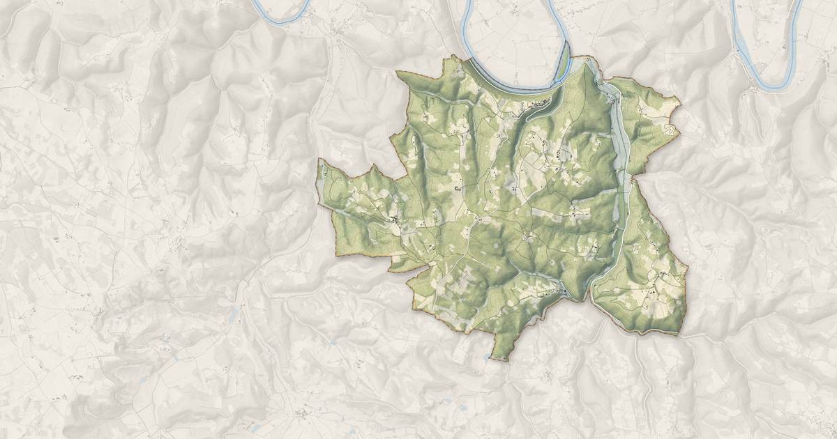 Portrait cartographique de Bélaye : relief, eau, forêts, bâti et voies, calculés à partir des données de l'IGN