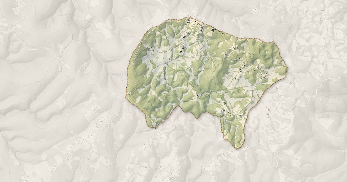 Portrait cartographique de Berganty : relief, eau, forêts, bâti et voies, calculés à partir des données de l'IGN