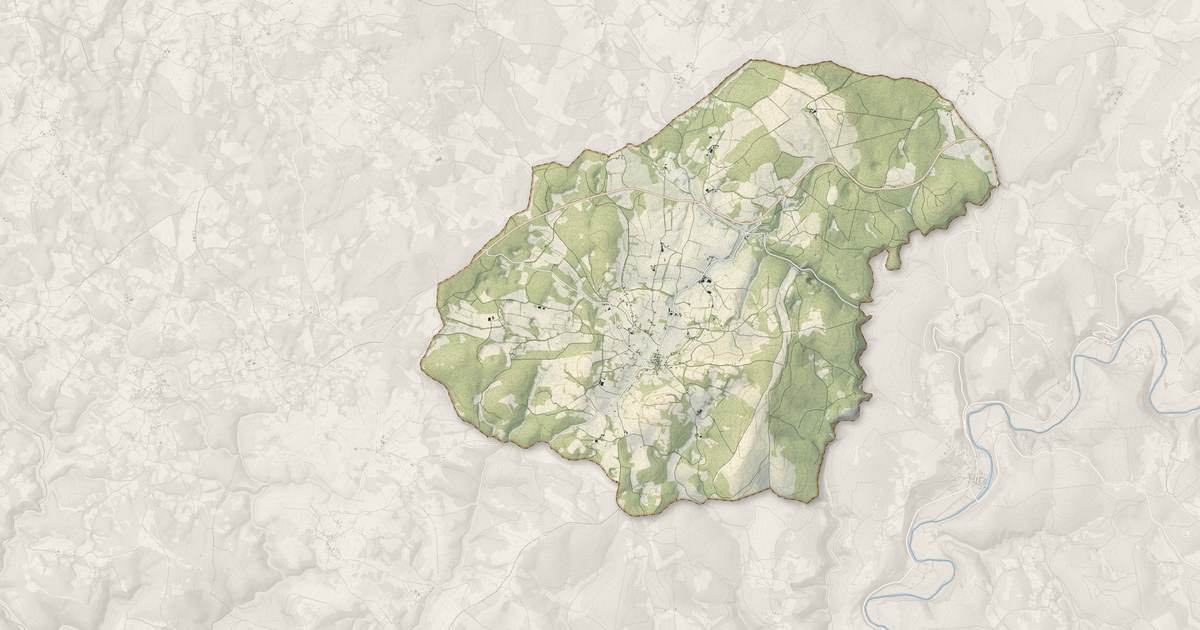Portrait cartographique de Blars : relief, eau, forêts, bâti et voies, calculés à partir des données de l'IGN