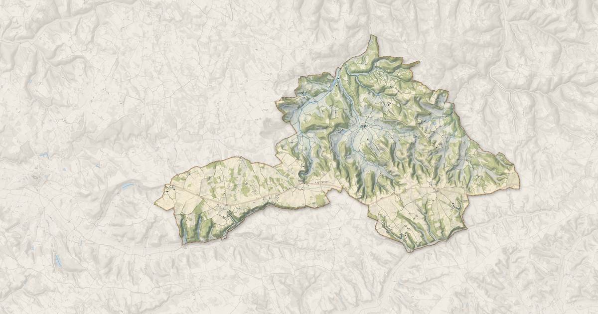 Portrait cartographique de Porte-du-Quercy : relief, eau, forêts, bâti et voies, calculés à partir des données de l'IGN