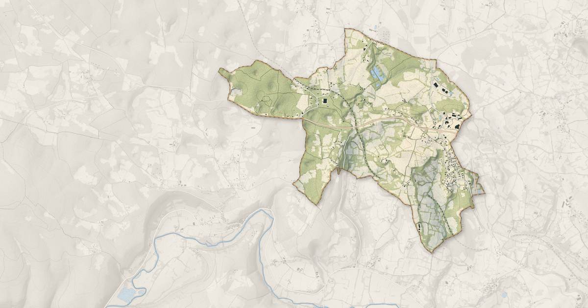 Portrait cartographique de Cambes : relief, eau, forêts, bâti et voies, calculés à partir des données de l'IGN