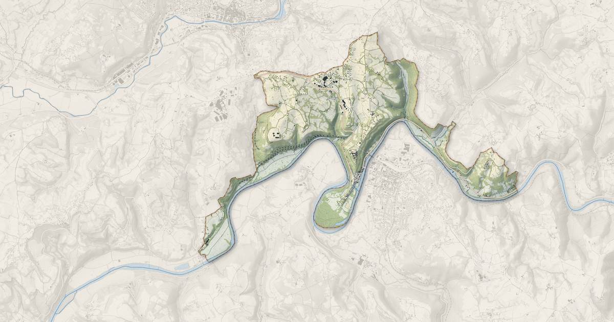 Portrait cartographique de Capdenac : relief, eau, forêts, bâti et voies, calculés à partir des données de l'IGN