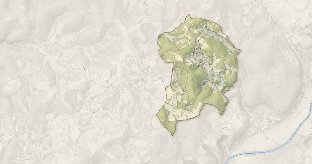 Portrait cartographique de Carayac : relief, eau, forêts, bâti et voies, calculés à partir des données de l'IGN