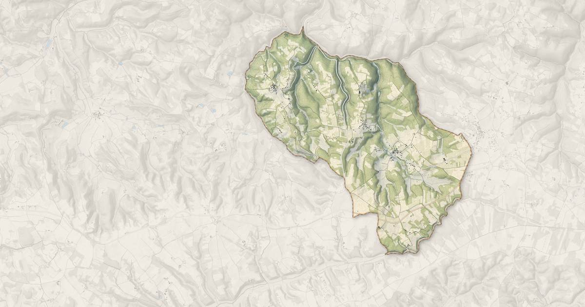 Portrait cartographique de Carnac-Rouffiac : relief, eau, forêts, bâti et voies, calculés à partir des données de l'IGN