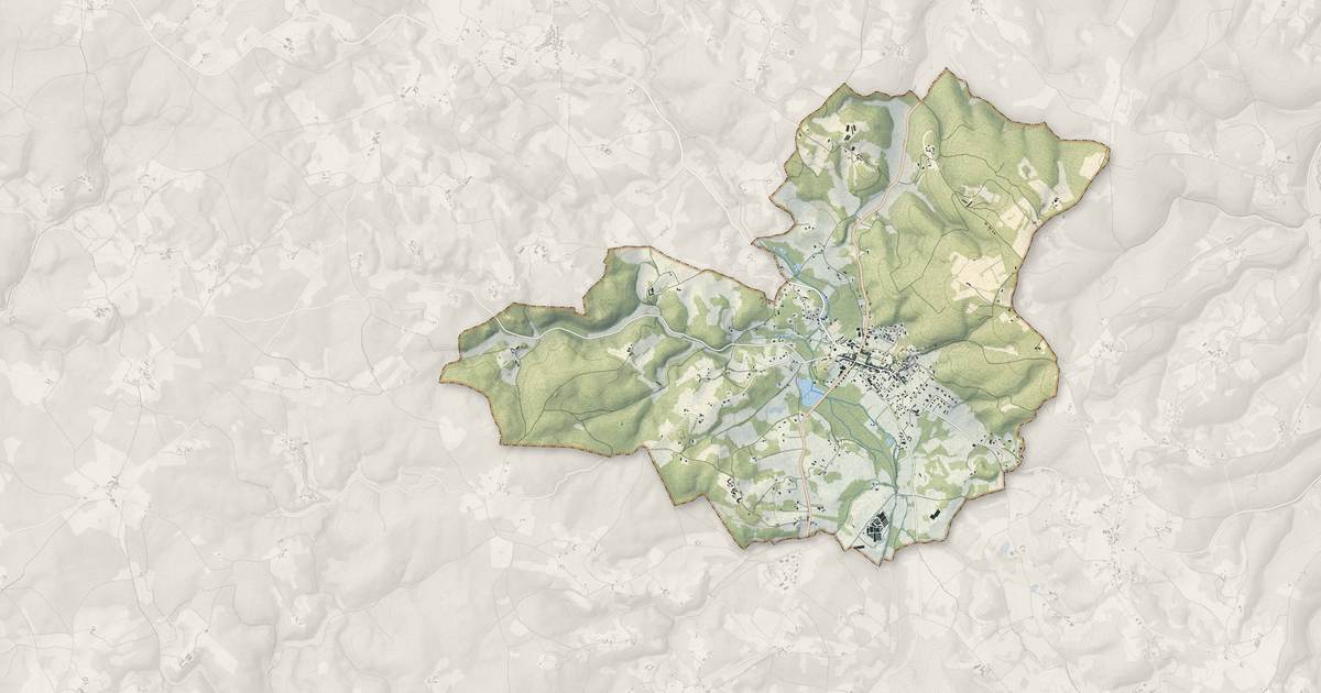 Portrait cartographique de Cazals : relief, eau, forêts, bâti et voies, calculés à partir des données de l'IGN