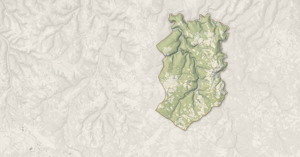 Portrait cartographique de Cremps : relief, eau, forêts, bâti et voies, calculés à partir des données de l'IGN