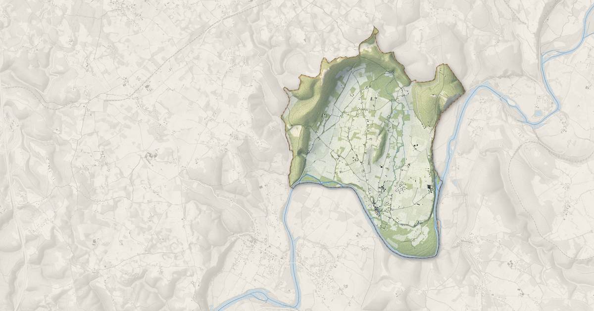 Portrait cartographique de Creysse : relief, eau, forêts, bâti et voies, calculés à partir des données de l'IGN