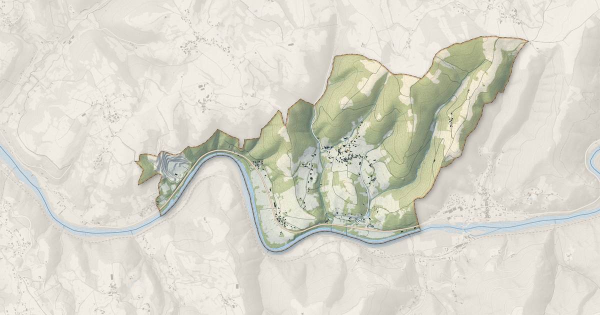 Portrait cartographique de Cuzac : relief, eau, forêts, bâti et voies, calculés à partir des données de l'IGN