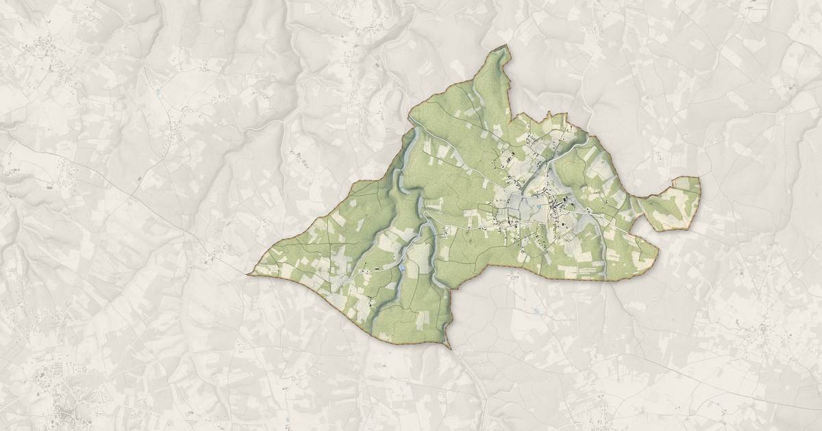 Portrait cartographique de Escamps : relief, eau, forêts, bâti et voies, calculés à partir des données de l'IGN