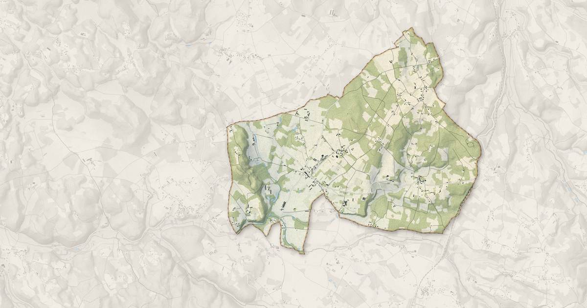 Portrait cartographique de Fajoles : relief, eau, forêts, bâti et voies, calculés à partir des données de l'IGN