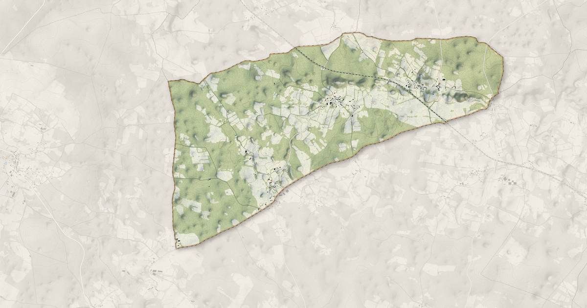 Portrait cartographique de Flaujac-Gare : relief, eau, forêts, bâti et voies, calculés à partir des données de l'IGN