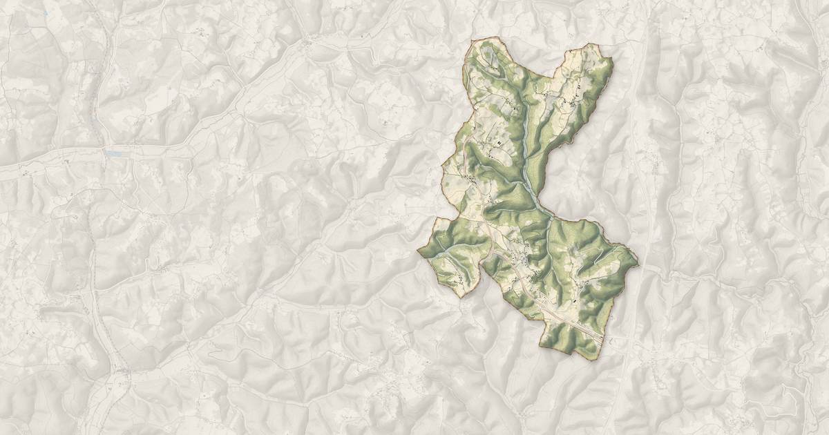 Portrait cartographique de Francoulès : relief, eau, forêts, bâti et voies, calculés à partir des données de l'IGN