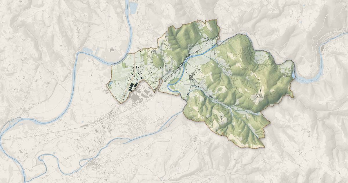 Portrait cartographique de Gagnac-sur-Cère : relief, eau, forêts, bâti et voies, calculés à partir des données de l'IGN