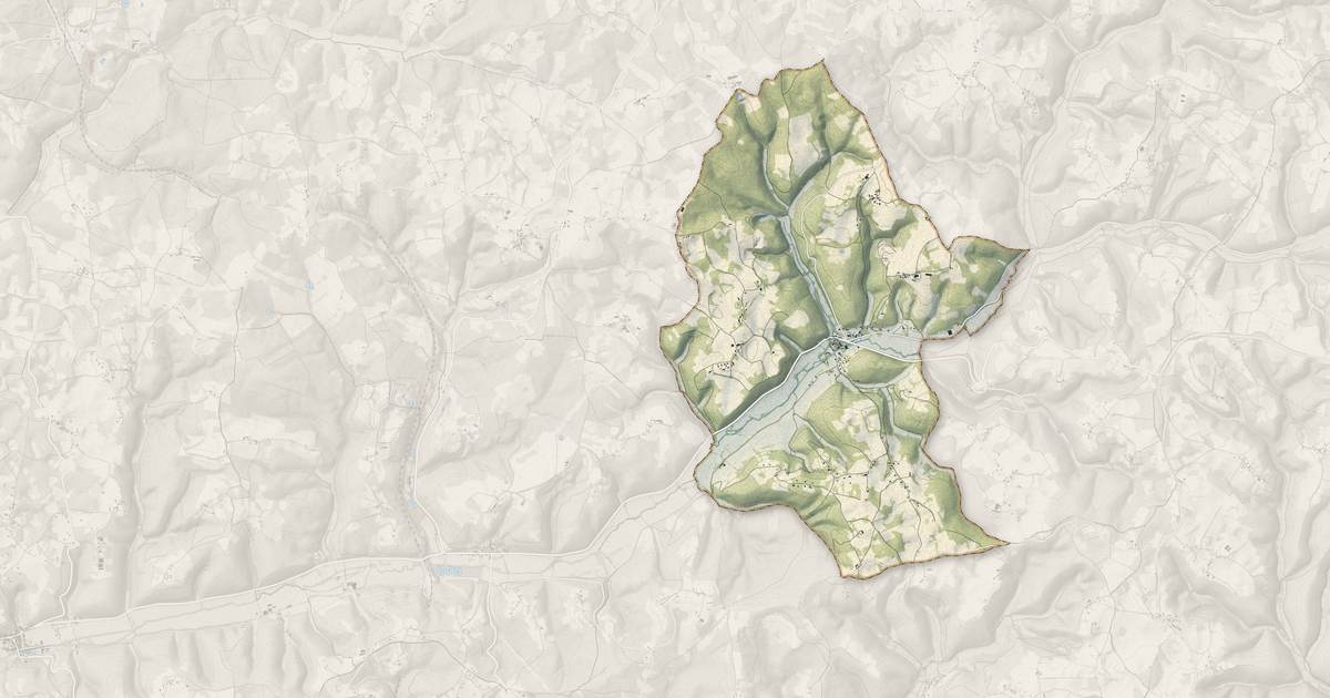Portrait cartographique de Gigouzac : relief, eau, forêts, bâti et voies, calculés à partir des données de l'IGN