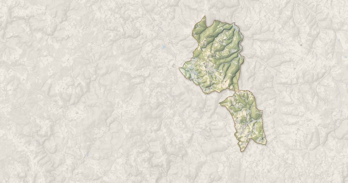 Portrait cartographique de Gindou : relief, eau, forêts, bâti et voies, calculés à partir des données de l'IGN