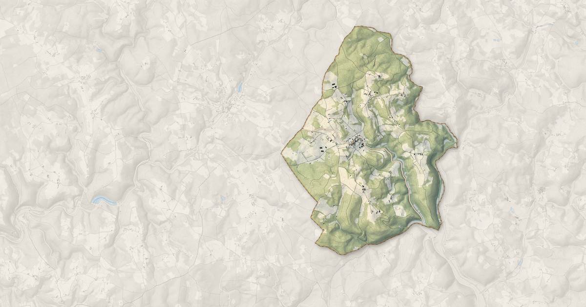 Portrait cartographique de Goujounac : relief, eau, forêts, bâti et voies, calculés à partir des données de l'IGN