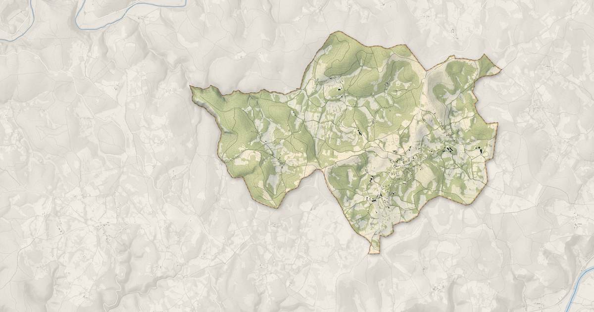 Portrait cartographique de Gréalou : relief, eau, forêts, bâti et voies, calculés à partir des données de l'IGN