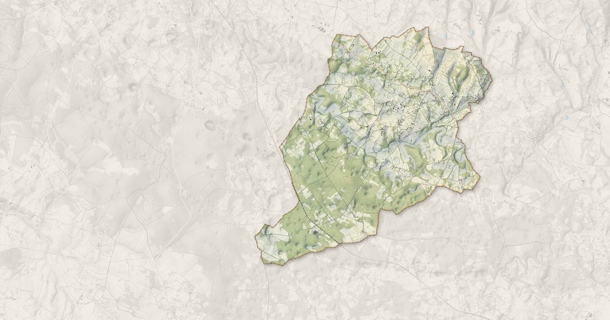 Portrait cartographique de Issendolus : relief, eau, forêts, bâti et voies, calculés à partir des données de l'IGN