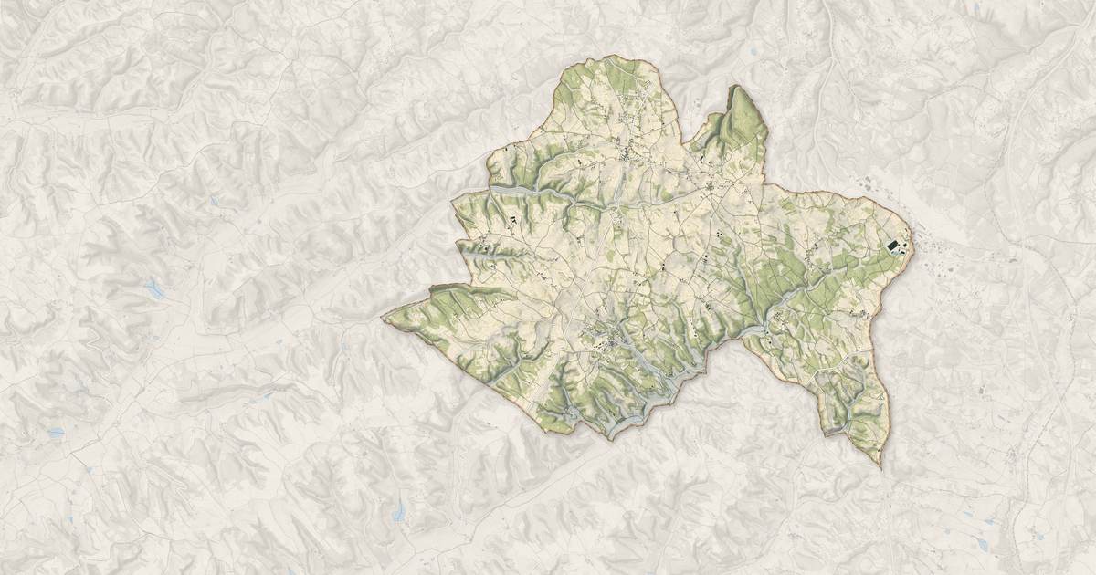 Portrait cartographique de Pern-Lhospitalet : relief, eau, forêts, bâti et voies, calculés à partir des données de l'IGN