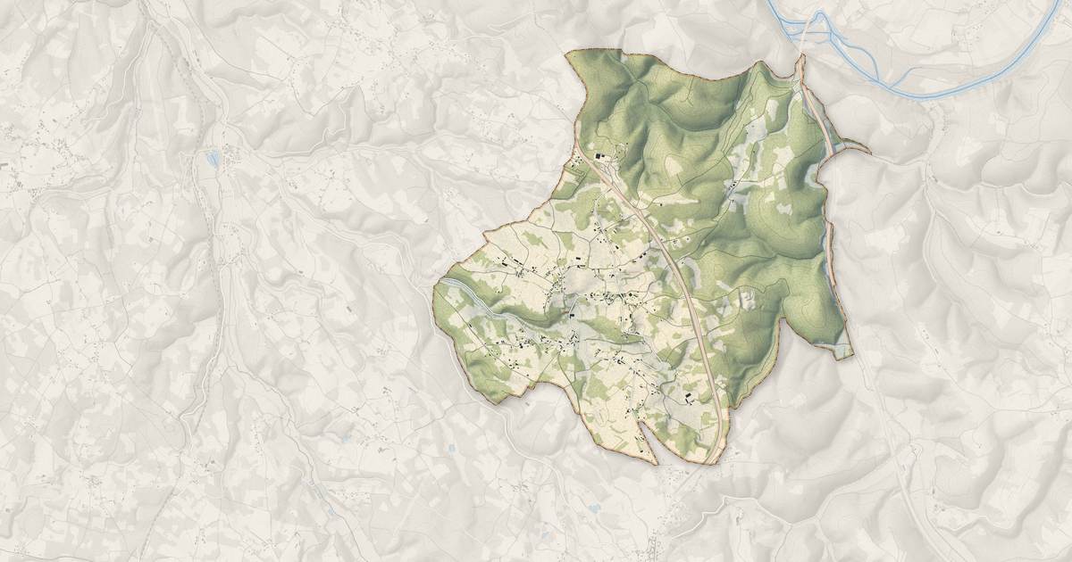 Portrait cartographique de Loupiac : relief, eau, forêts, bâti et voies, calculés à partir des données de l'IGN