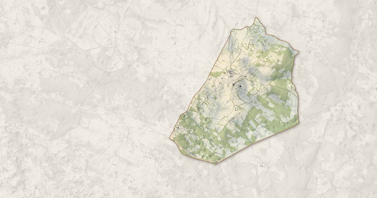 Portrait cartographique de Lunegarde : relief, eau, forêts, bâti et voies, calculés à partir des données de l'IGN
