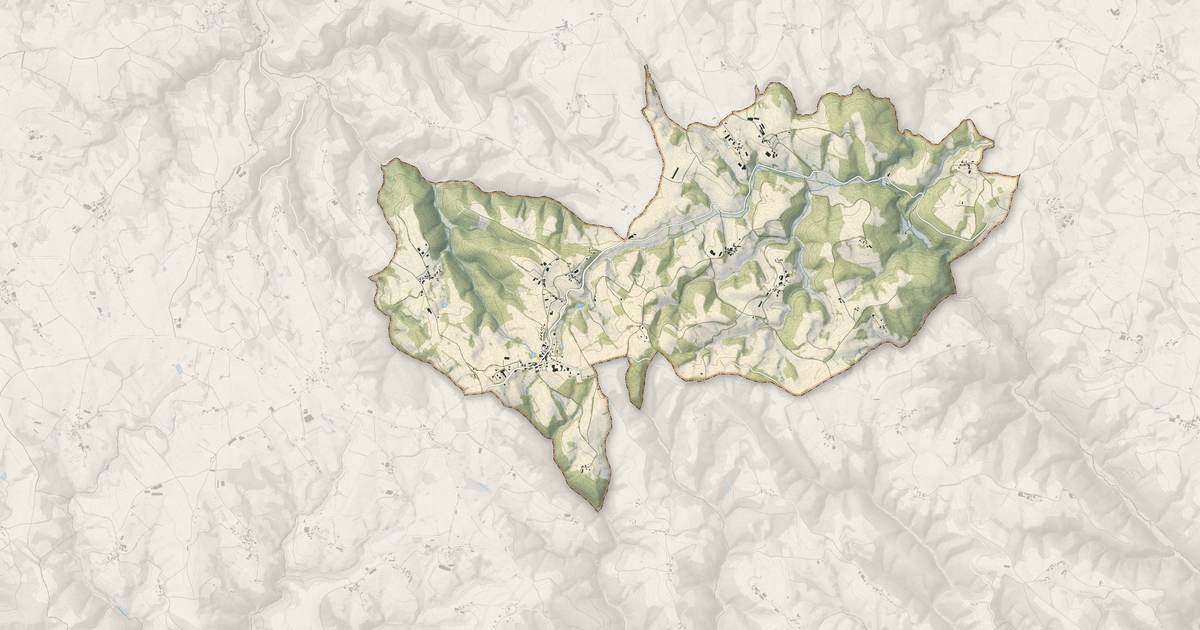 Portrait cartographique de Montet-et-Bouxal : relief, eau, forêts, bâti et voies, calculés à partir des données de l'IGN