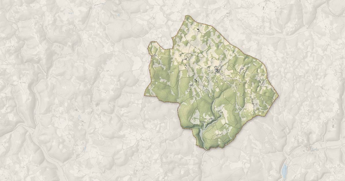Portrait cartographique de Montgesty : relief, eau, forêts, bâti et voies, calculés à partir des données de l'IGN