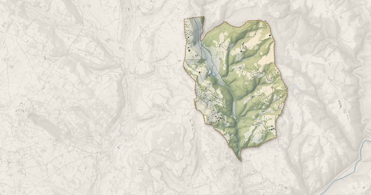 Portrait cartographique de Planioles : relief, eau, forêts, bâti et voies, calculés à partir des données de l'IGN
