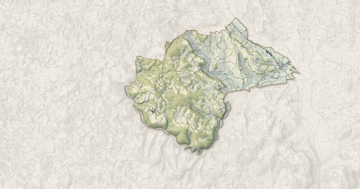 Portrait cartographique de Le Vignon-en-Quercy : relief, eau, forêts, bâti et voies, calculés à partir des données de l'IGN
