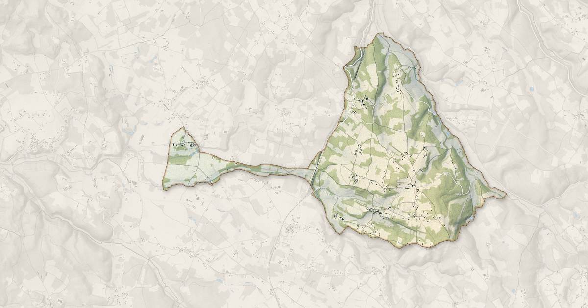 Portrait cartographique de Rouffilhac : relief, eau, forêts, bâti et voies, calculés à partir des données de l'IGN