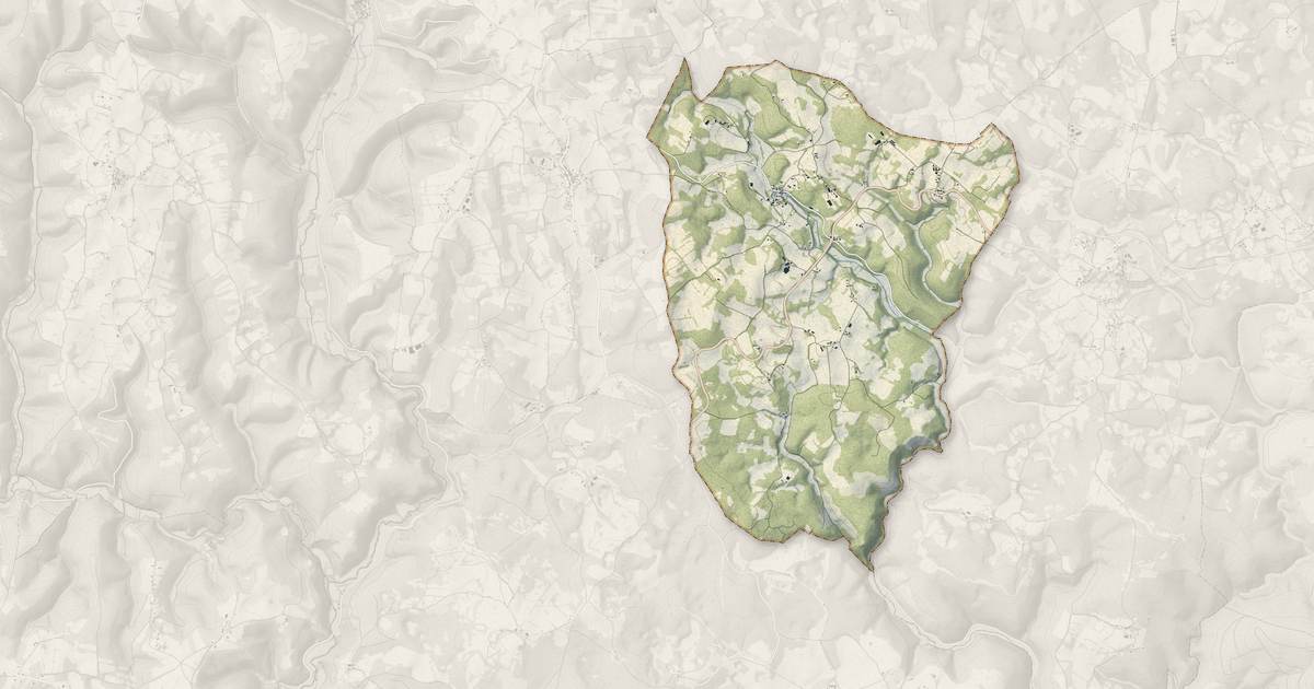 Portrait cartographique de Sabadel-Lauzès : relief, eau, forêts, bâti et voies, calculés à partir des données de l'IGN