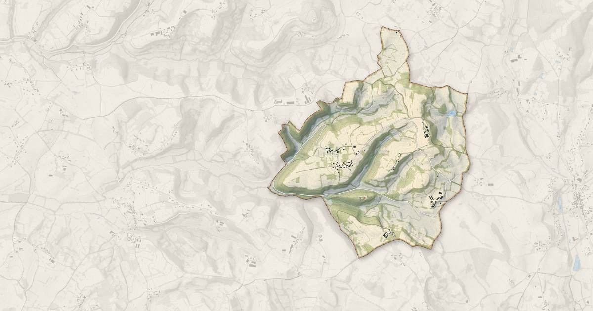 Portrait cartographique de Saignes : relief, eau, forêts, bâti et voies, calculés à partir des données de l'IGN