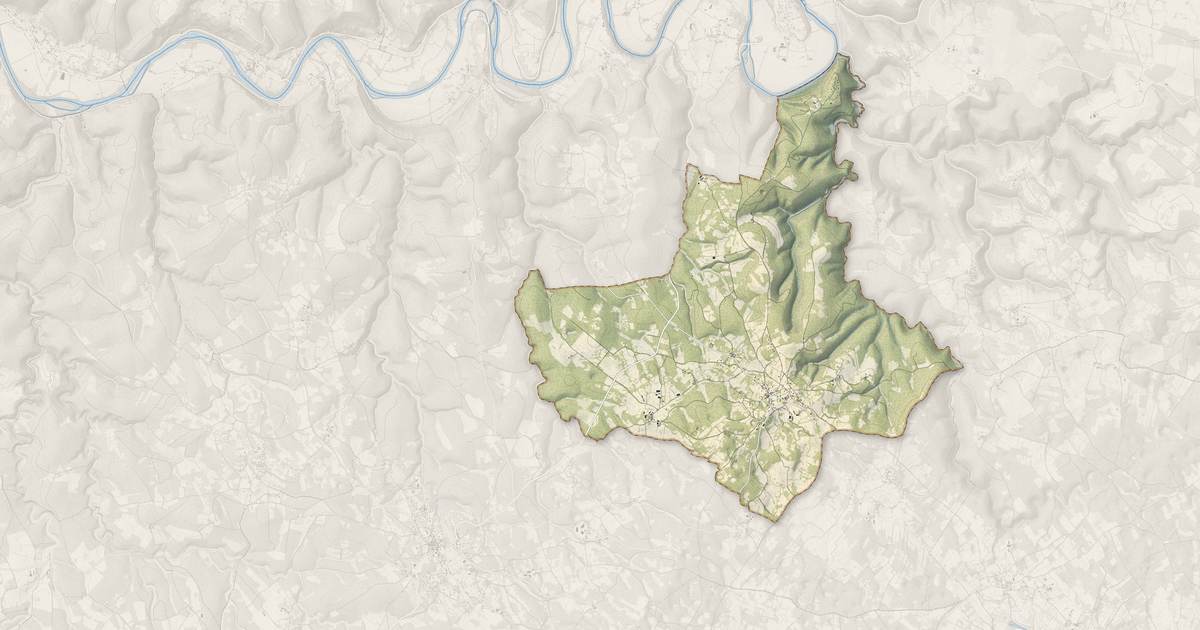 Portrait cartographique de Saint-Jean-de-Laur : relief, eau, forêts, bâti et voies, calculés à partir des données de l'IGN