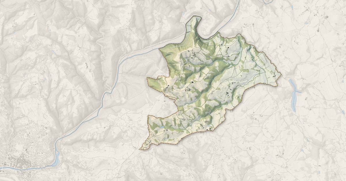 Portrait cartographique de Saint-Jean-Mirabel : relief, eau, forêts, bâti et voies, calculés à partir des données de l'IGN