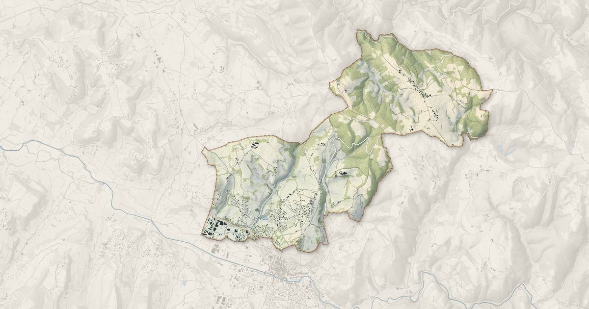 Portrait cartographique de Saint-Laurent-les-Tours : relief, eau, forêts, bâti et voies, calculés à partir des données de l'IGN