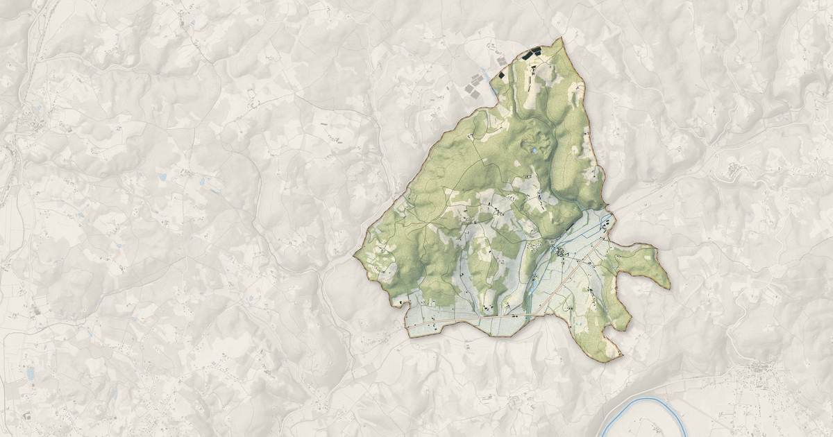 Portrait cartographique de Saint-Martin-le-Redon : relief, eau, forêts, bâti et voies, calculés à partir des données de l'IGN