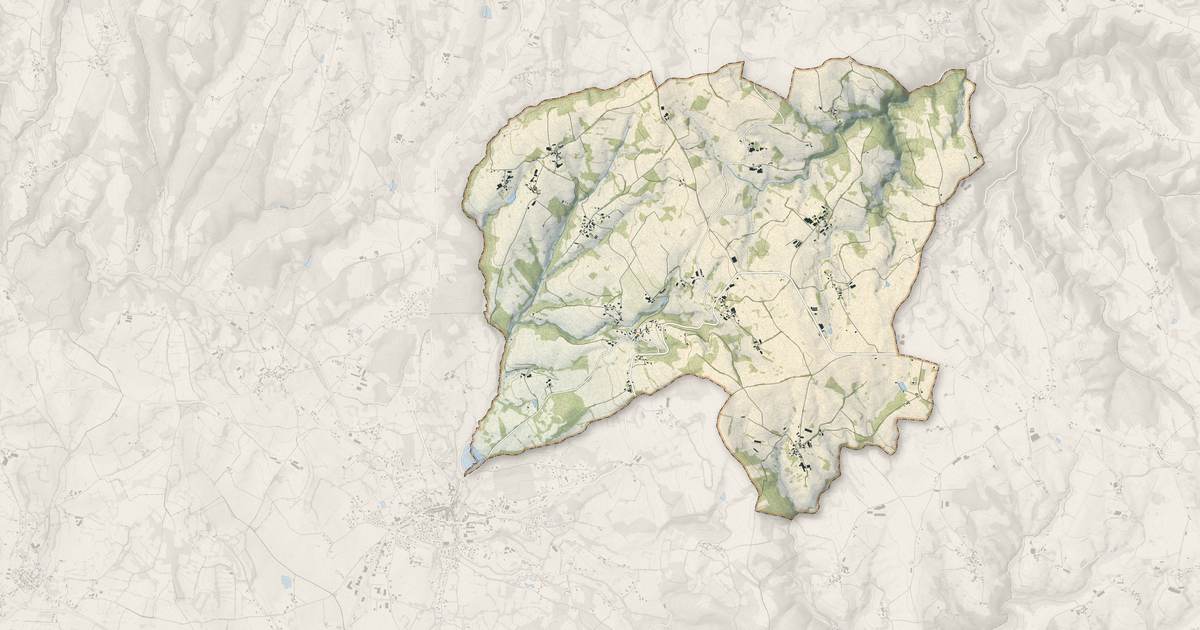 Portrait cartographique de Saint-Maurice-en-Quercy : relief, eau, forêts, bâti et voies, calculés à partir des données de l'IGN