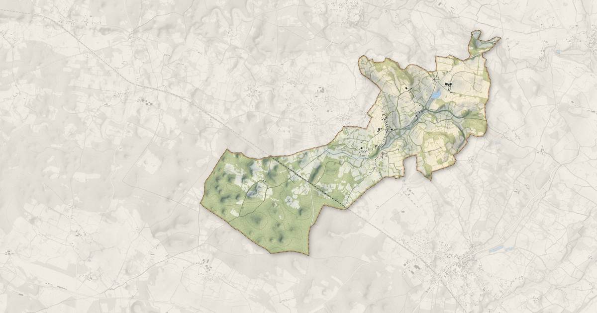 Portrait cartographique de Sonac : relief, eau, forêts, bâti et voies, calculés à partir des données de l'IGN